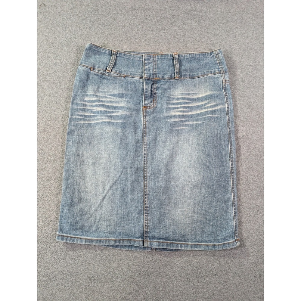 Paris Blues Originals Women's Denim Pencil Skirt Size 7 Light Wash Y2K USA Made